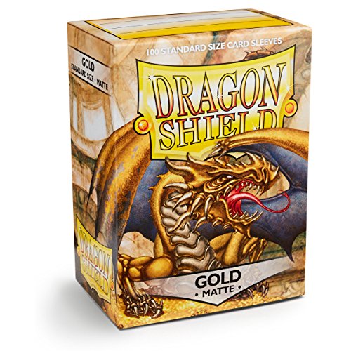 Arcane Tinmen Dragon Shield Standard Size Sleeves Matte Gold 100CT - Card Sleeves are Smooth & Tough