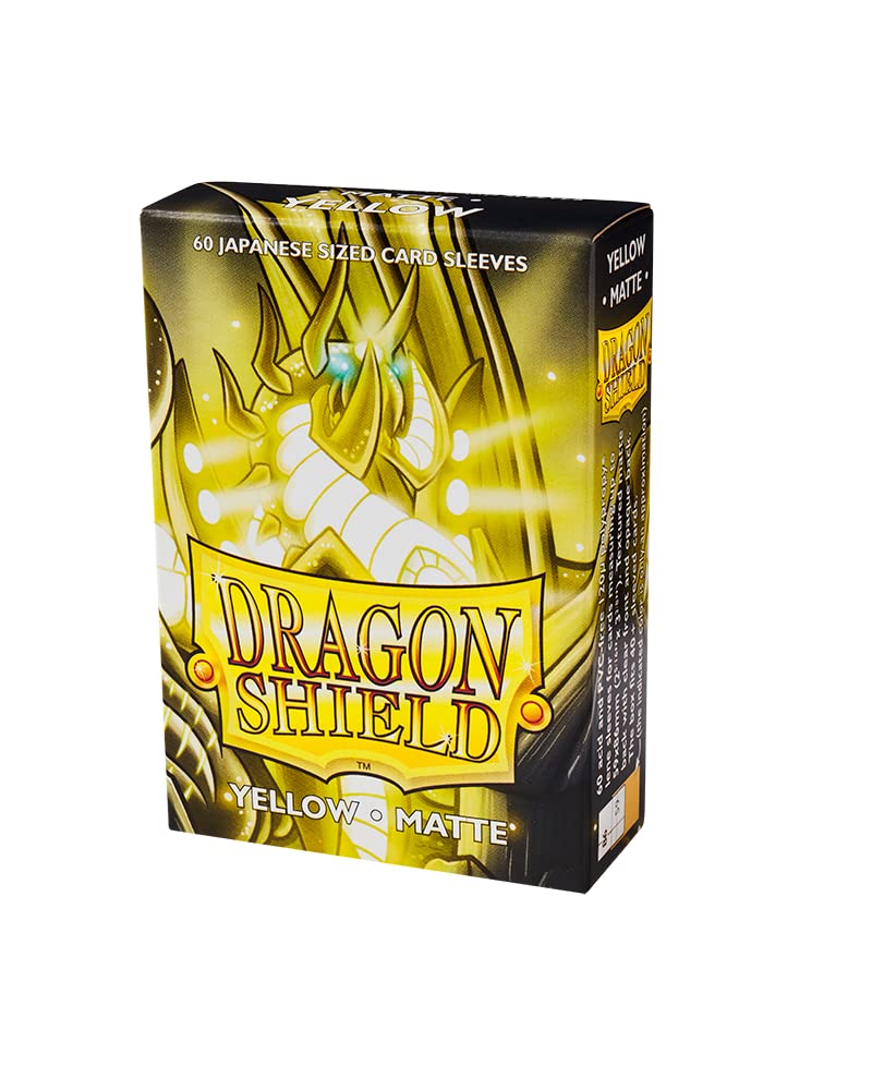 Arcane Tinmen Dragon Shield Japanese Size Sleeves Matte Yellow 60CT - Card Sleeves Smooth & Tough - Compatible with Pokemon, Yu-Gi-Oh!, & More TCG, OCG,ART11114