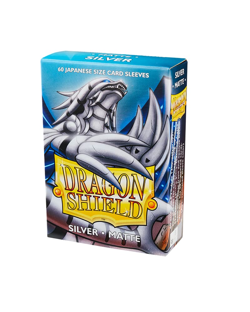 Dragon Shield Japanese Size Sleeves Matte Silver 60CT - Card Sleeves Smooth & Tough - Compatible with Pokemon, Yu-Gi-Oh!, & More TCG, OCG