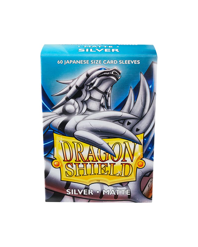 Dragon Shield Japanese Size Sleeves Matte Silver 60CT - Card Sleeves Smooth & Tough - Compatible with Pokemon, Yu-Gi-Oh!, & More TCG, OCG