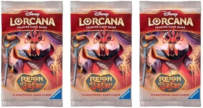 3 Packs Lorcana 12 Card Booster Pack Lorcana Reign of Jafar