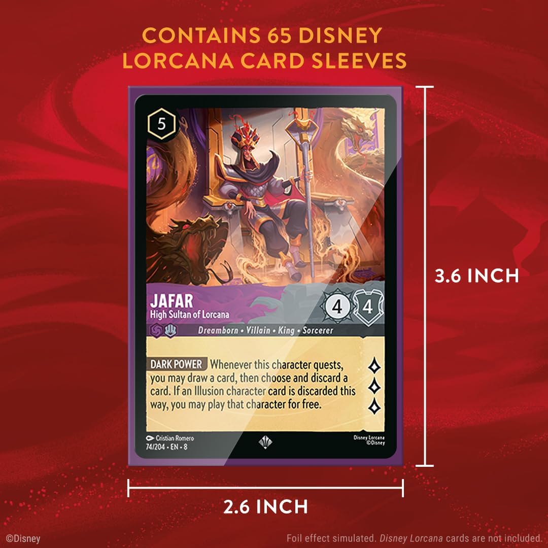 Ravensburger Disney Lorcana TCG Card Sleeves Featuring Mickey Mouse - Wayward Sorcerer | 65 Protective Sleeves for TCG Decks | Ages 8+