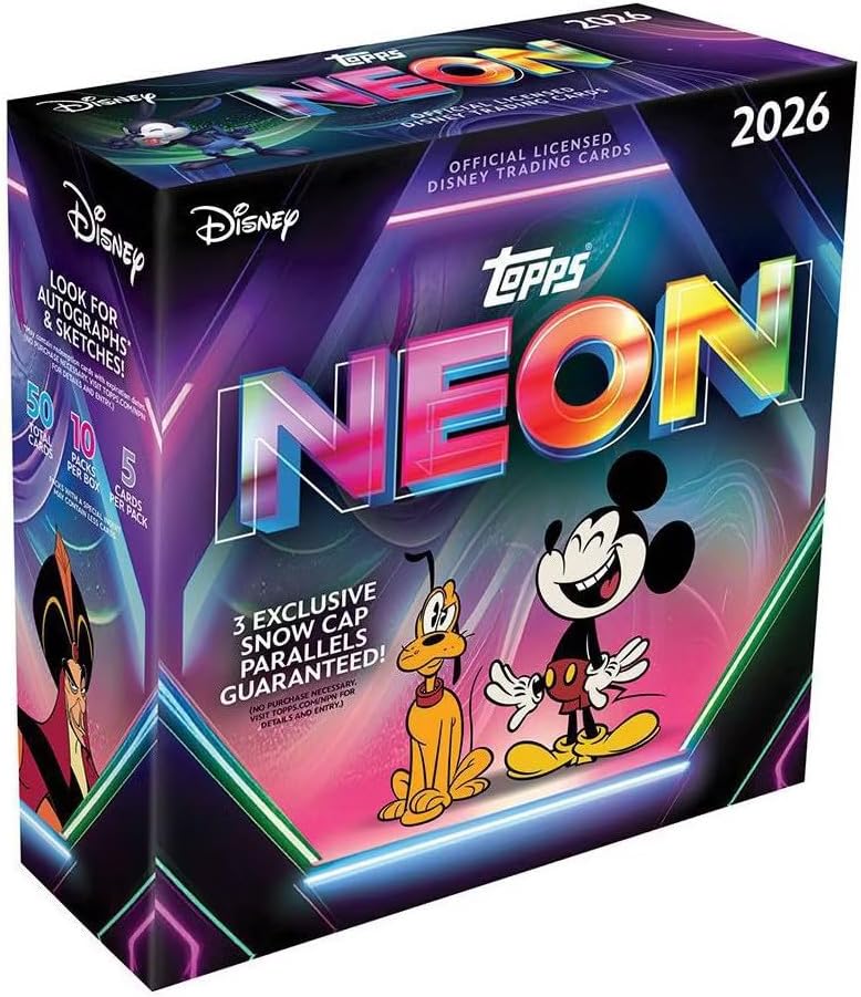 2026 Topps Disney Neon Mega Box (10 Packs, 50 Cards Total)