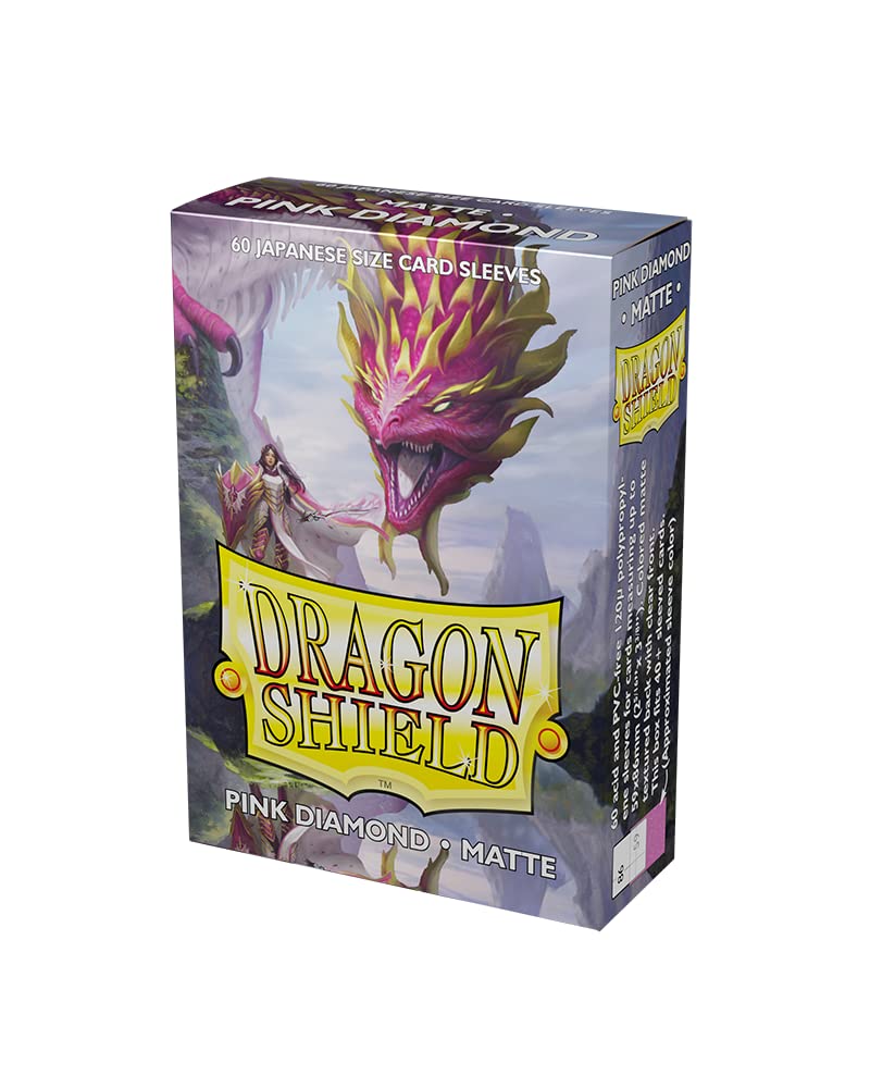 Dragon Shield Japanese Size Sleeves Matte Pink Diamond 60CT - Card Sleeves Smooth & Tough - Compatible with Pokemon, Yu-Gi-Oh!, & More TCG, OCG