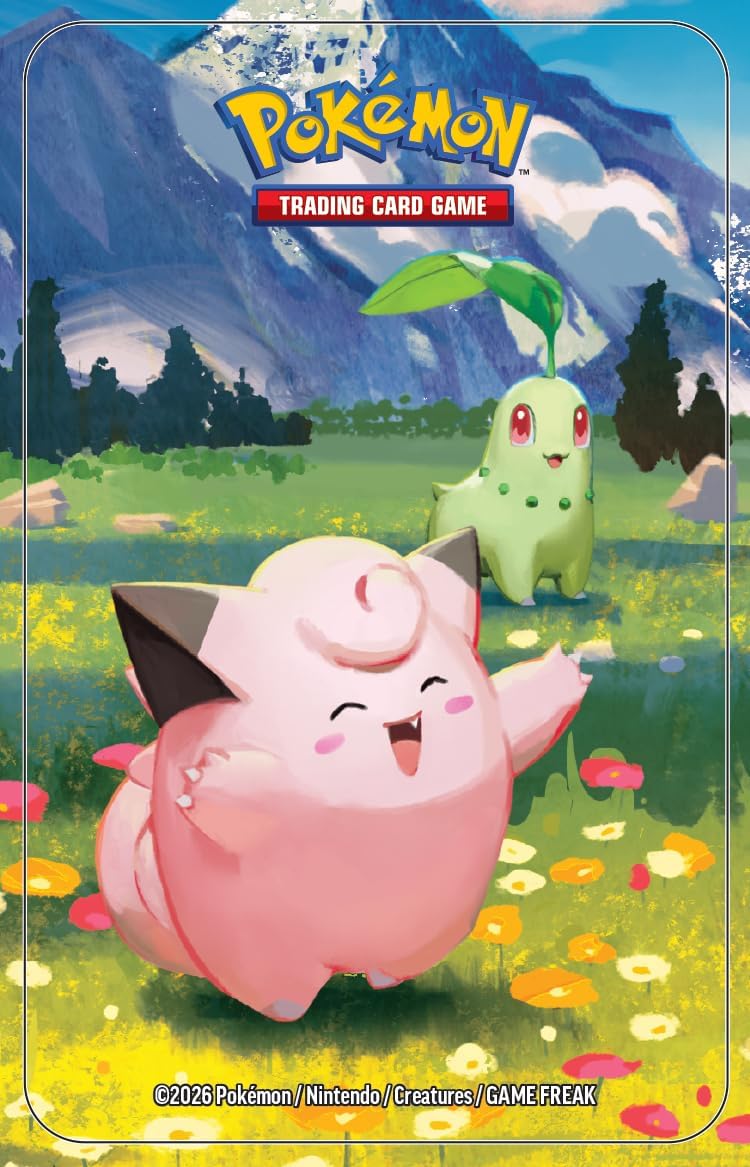Pokemon TCG: Mega Evolution—Ascended Heroes Mini Tin: Clefairy & Chikorita (1 Sticker Sheet, a Pokémon Art Card & 2 Booster Packs)
