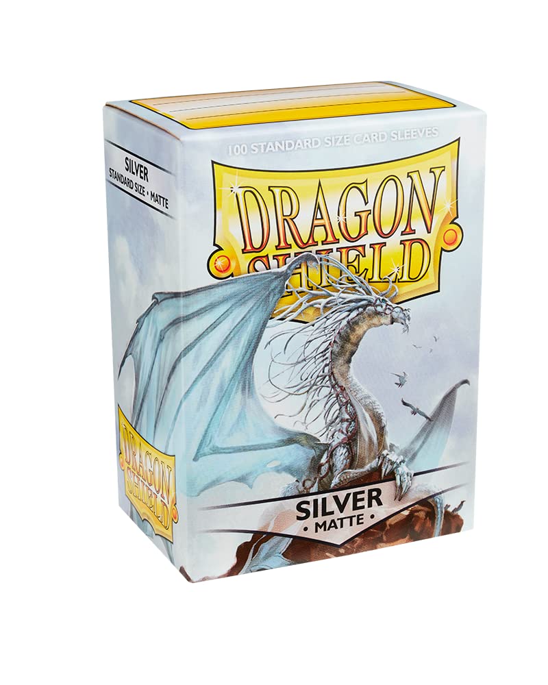 Dragon Shield Standard Size Sleeves Matte Silver 100CT - Card Sleeves are Smooth & Tough