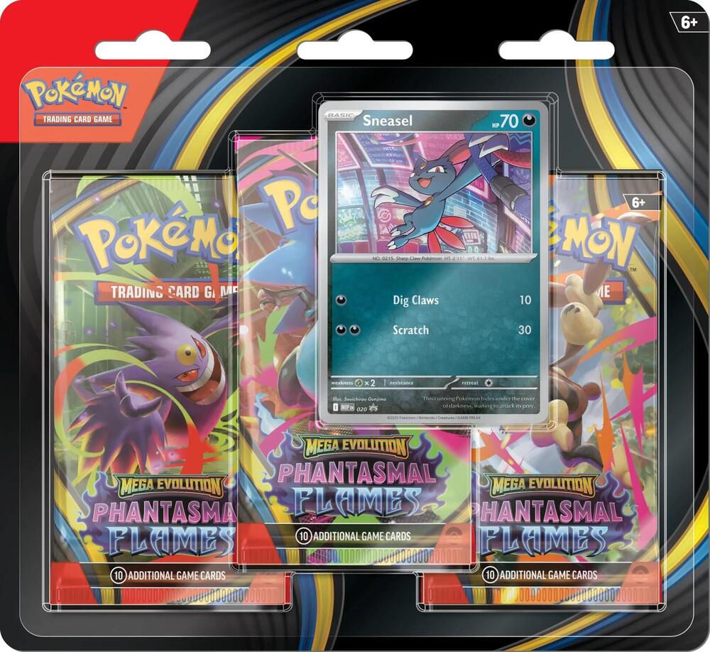Pokemon TCG: Mega Evolutions Phantasmal Flames 3 Pack Blister (Random Promo) - Presale Ships 11/14/2025