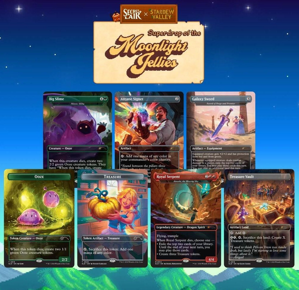 Magic: The Gathering Secret Lair x Stardew Valley: A Flicker in the Deep Non-Foil Edition – 7 English Cards