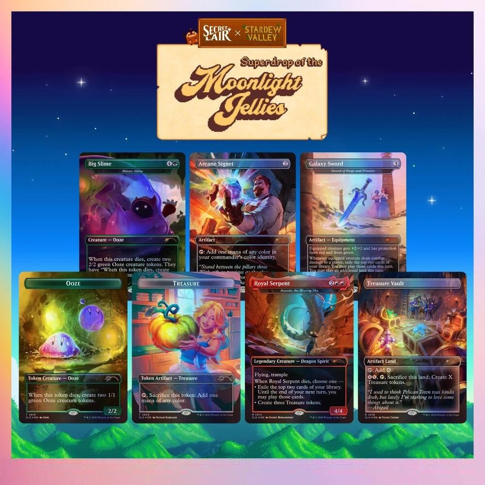 Magic: The Gathering Secret Lair x Stardew Valley: A Flicker in the Deep Foil Edition – 7 English Foil Cards
