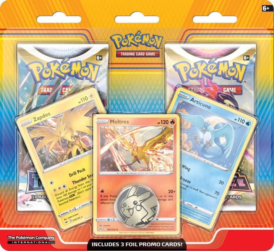 Pokemon TCG: Articuno, Zapdos & Moltres Cards with 2 Booster Packs & Coin