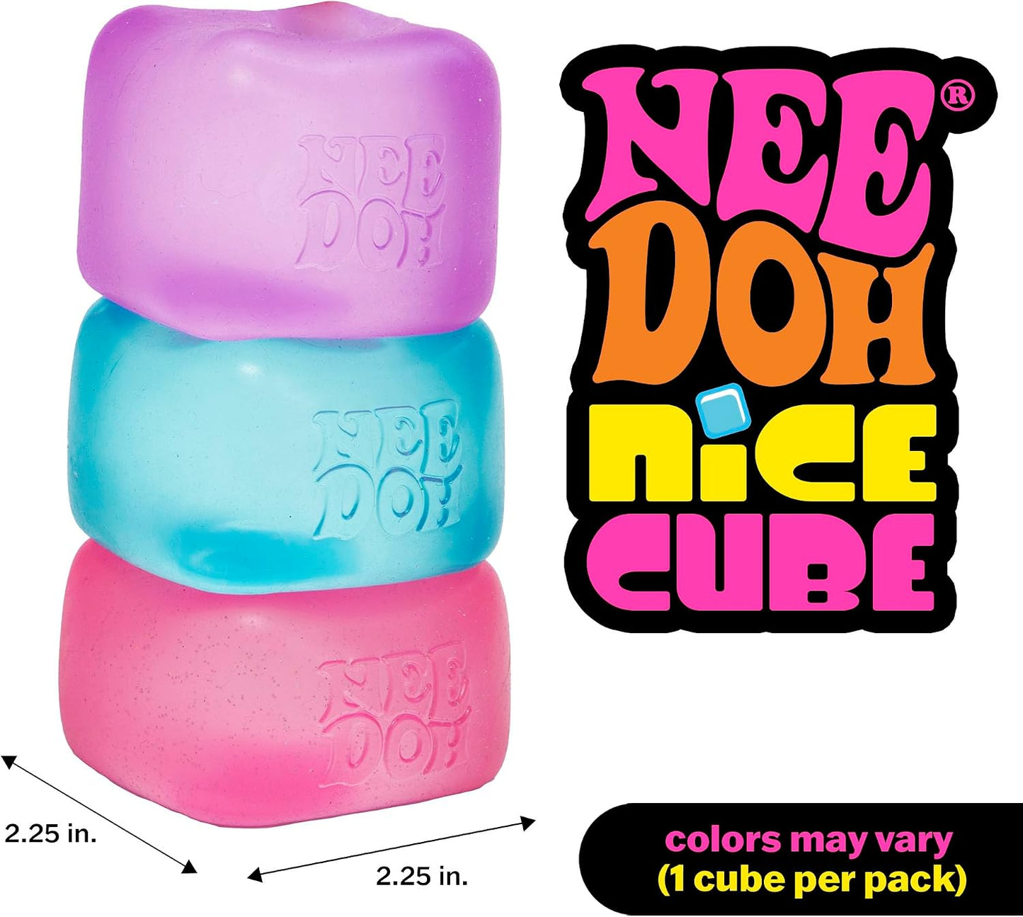 Nice Cube - Sensory Squeeze Toy with Super Solid Squish - 2.25" Cube (Purple) for NeeDoh