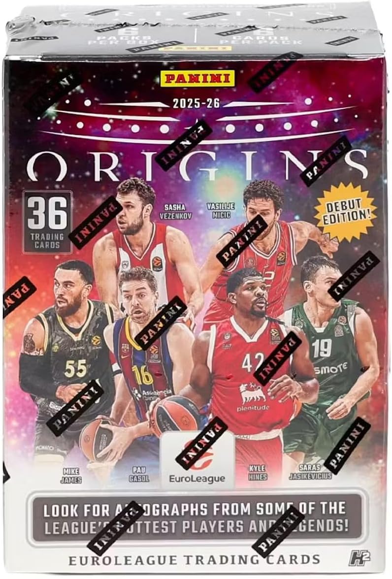 2025-26 Panini Origins EuroLeague Basketball H2 Hobby International Trading Card Box (3 Parallels Per Box)