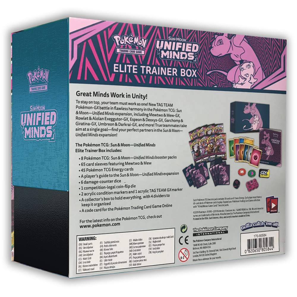 Pokemon TCG: Sun & MoonUnified Minds Elite Trainer Box | 8 Booster Pack | A Collector's Box, Multicolor