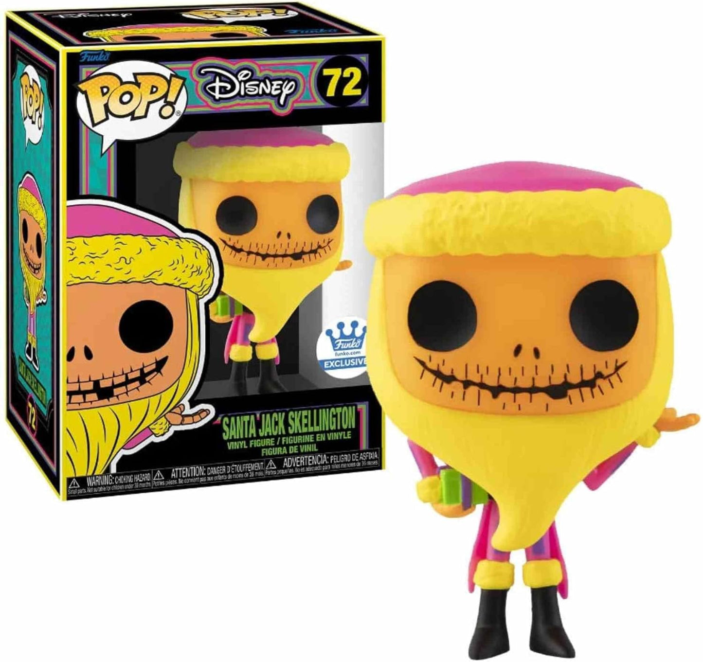 Funko Pop! Santa Jack Skellington Blacklight Exclusive #72 Protector and Box Include