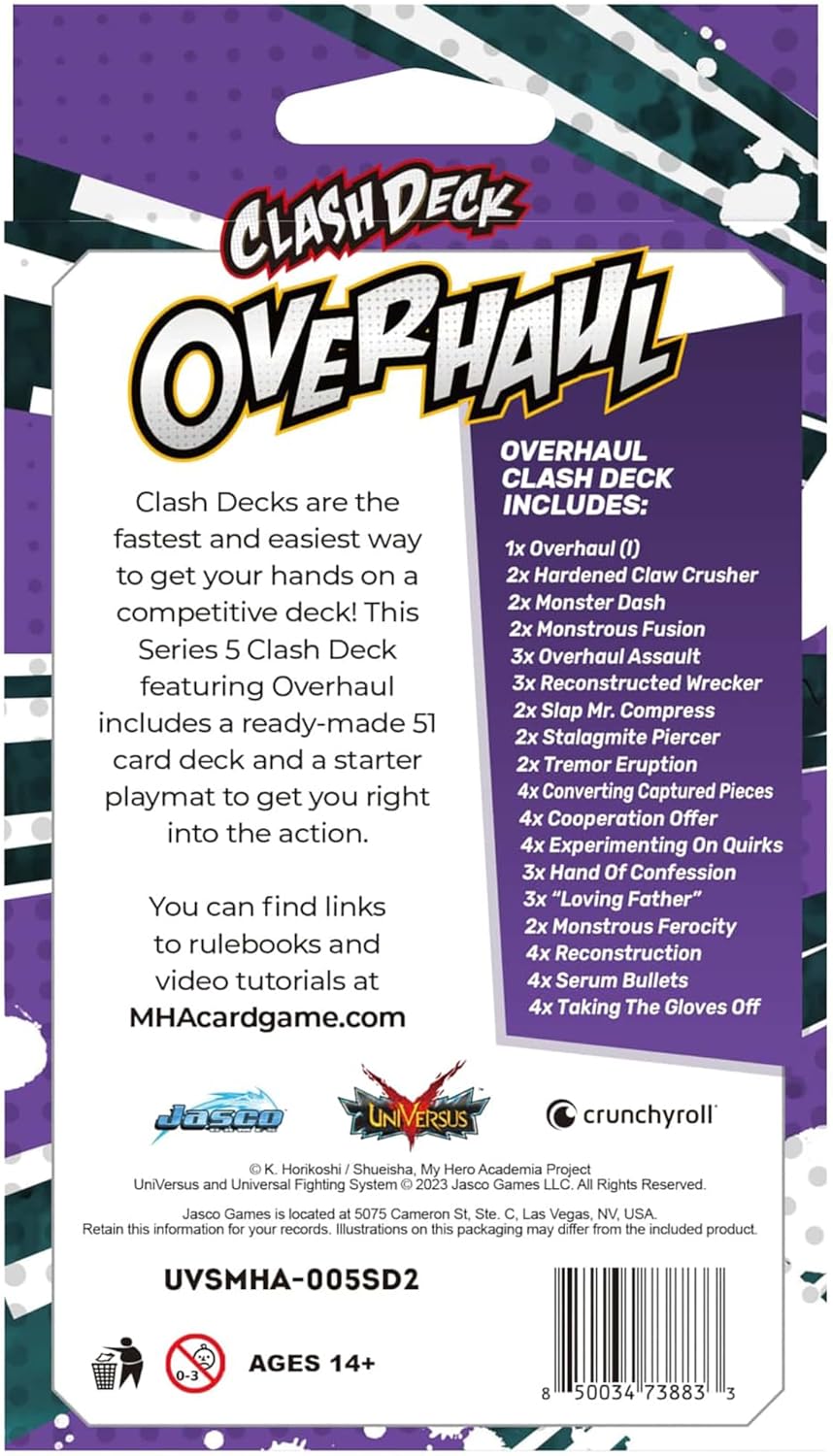 My Hero Academia Collectible Card Game Series 5: Clash Deck Overhaul - Ready to Play Out of The Box, 51 Card Deck & Playmat, MHA