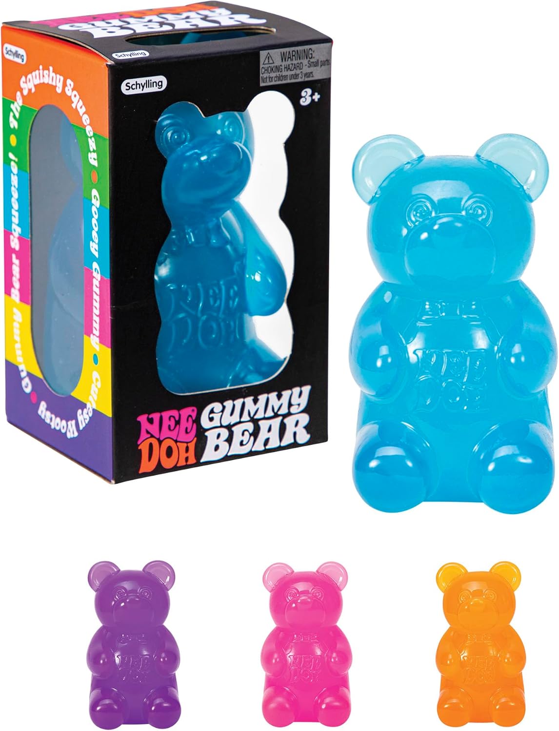 NeeDoh Gummy Bear - Sensory Fidget Toy with Jelly-Like Filling - 3.5" Tall - Purple