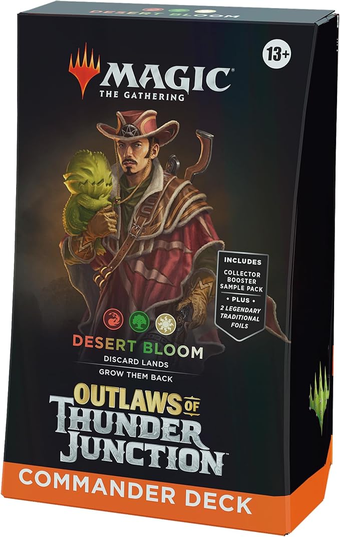 Magic: The Gathering Outlaws of Thunder Junction Commander Deck - Desert Bloom (100-Card Deck, 2-Card Collector Booster Sample Pack + Accessories)