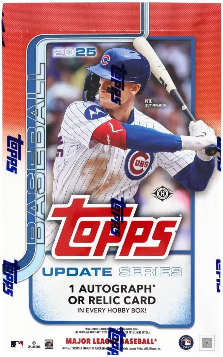 Topps 2025 Update Series Baseball Hobby Trading Card Box (1 Autograph or Relic Card Per Box)