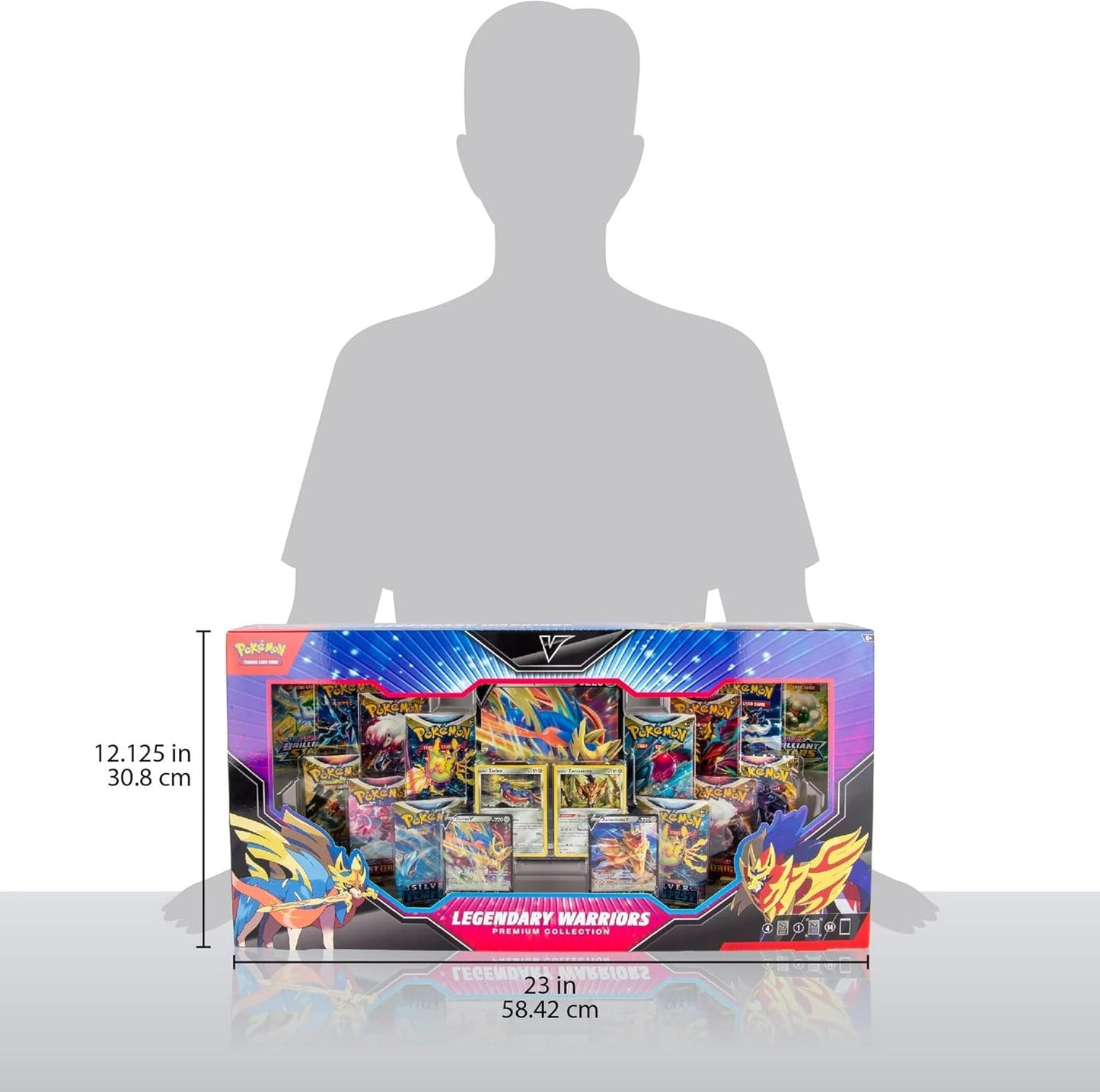 Pokemon TCG: Legendary Warriors Premium Collection Box, Zacian Zamazemta Promos, Gift for Kids, 14 Booster Packs from Sword & Shield