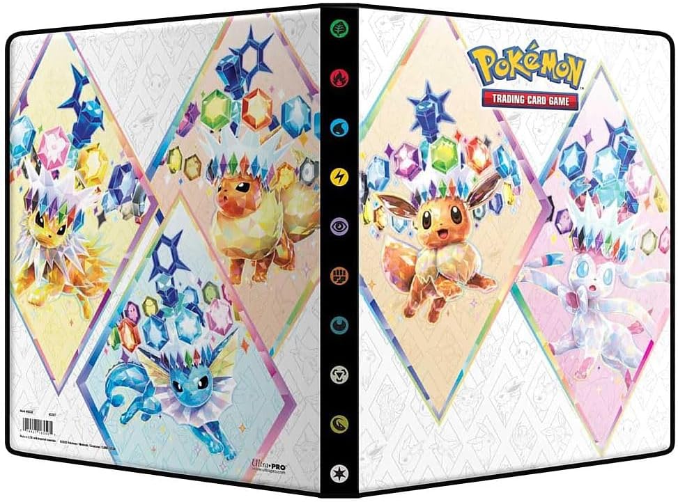 Ultra PRO Scarlet & Violet 9-Pocket Portfolio for Pokémon Cards - Full-Art Cover of Terestallized Eevee, Sylveon, Jolteon, Flareon, Vaporeon Design - Holds 252 Pokemon Cards or Standard Size Cards