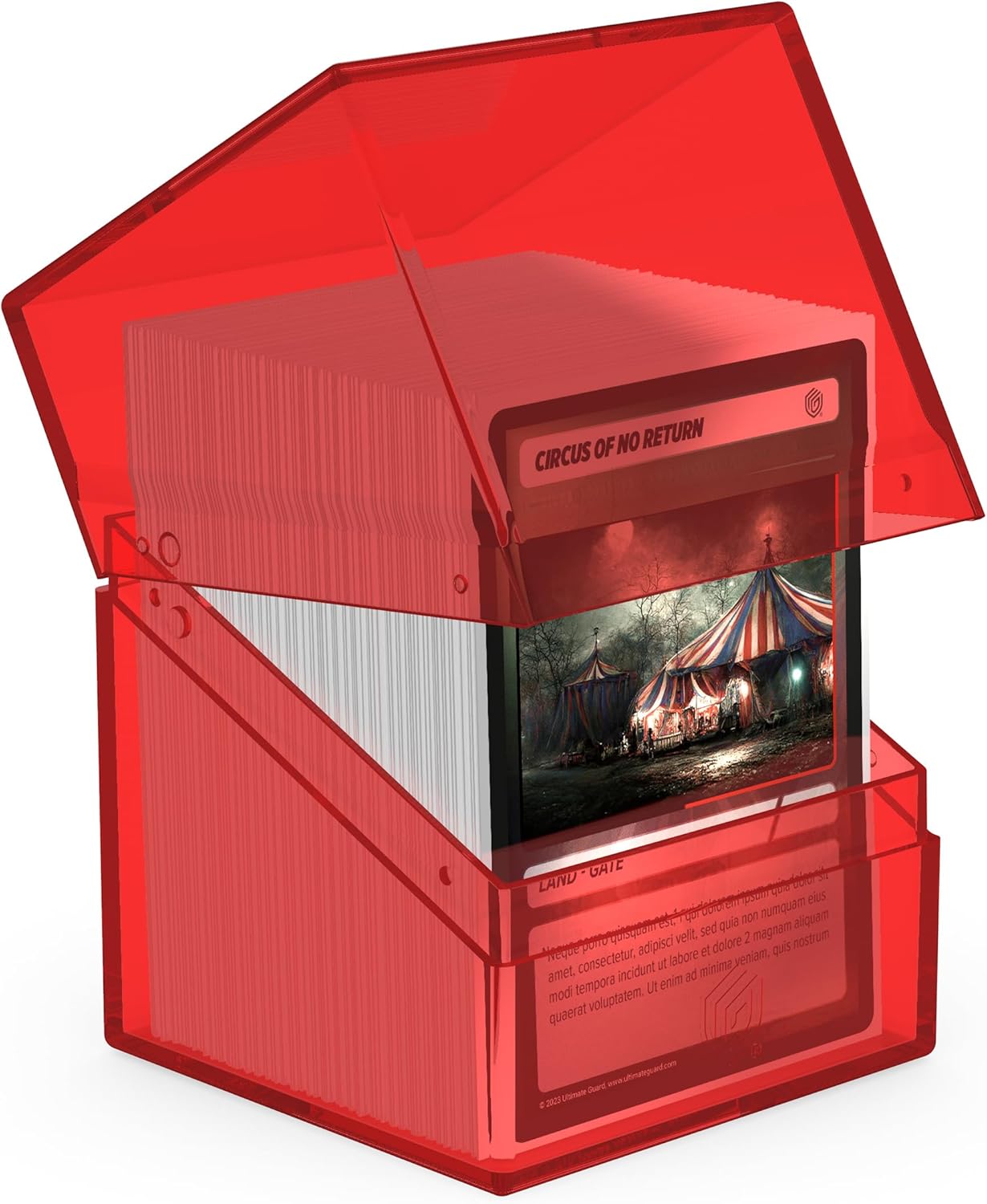 Ultimate Guard Boulder 100+ Clear, Deck Case for 100 Double-Sleeved TCG Cards, Ruby, Secure & Durable Storage for Trading Card Games, Transparent
