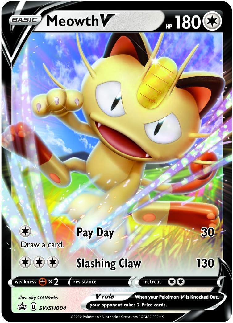 Pokemon TCG: Meowth VMAX Box - 4 Packs, Promos