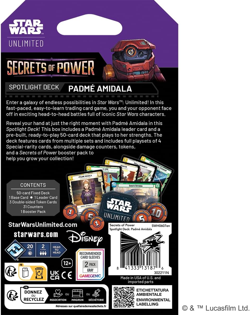 Star Wars: Unlimited TCG Secrets of Power Padmé Amidala SPOTLIGHT DECK - Pre-Built 50-Card Ready-to-Play Deck with Booster Pack, Ages 12+, 2+ Players, 20 Minute Playtime - Presale Ships 11/07/2025