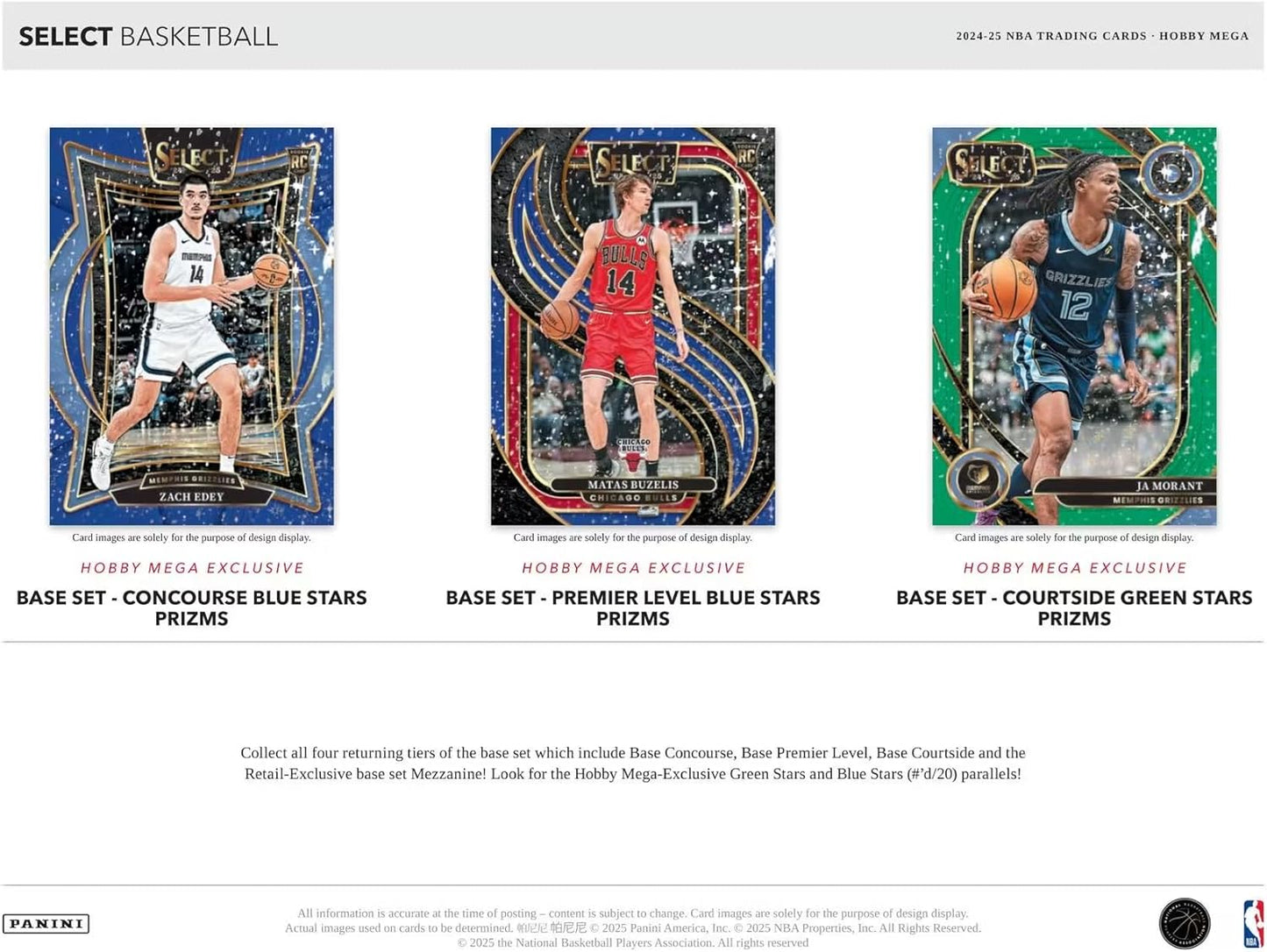 Panini 2024-25 Select Basketball Hobby Mega Trading Card Box (Green & Blue Stars Prizm)
