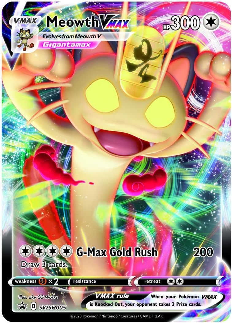 Pokemon TCG: Meowth VMAX Box - 4 Packs, Promos