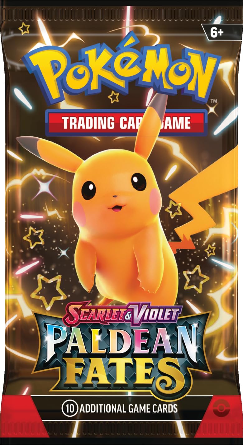 Pokemon TCG Scarlet & Violet Paldean Fates ex Tin - Iron Treads ex - 4 Packs