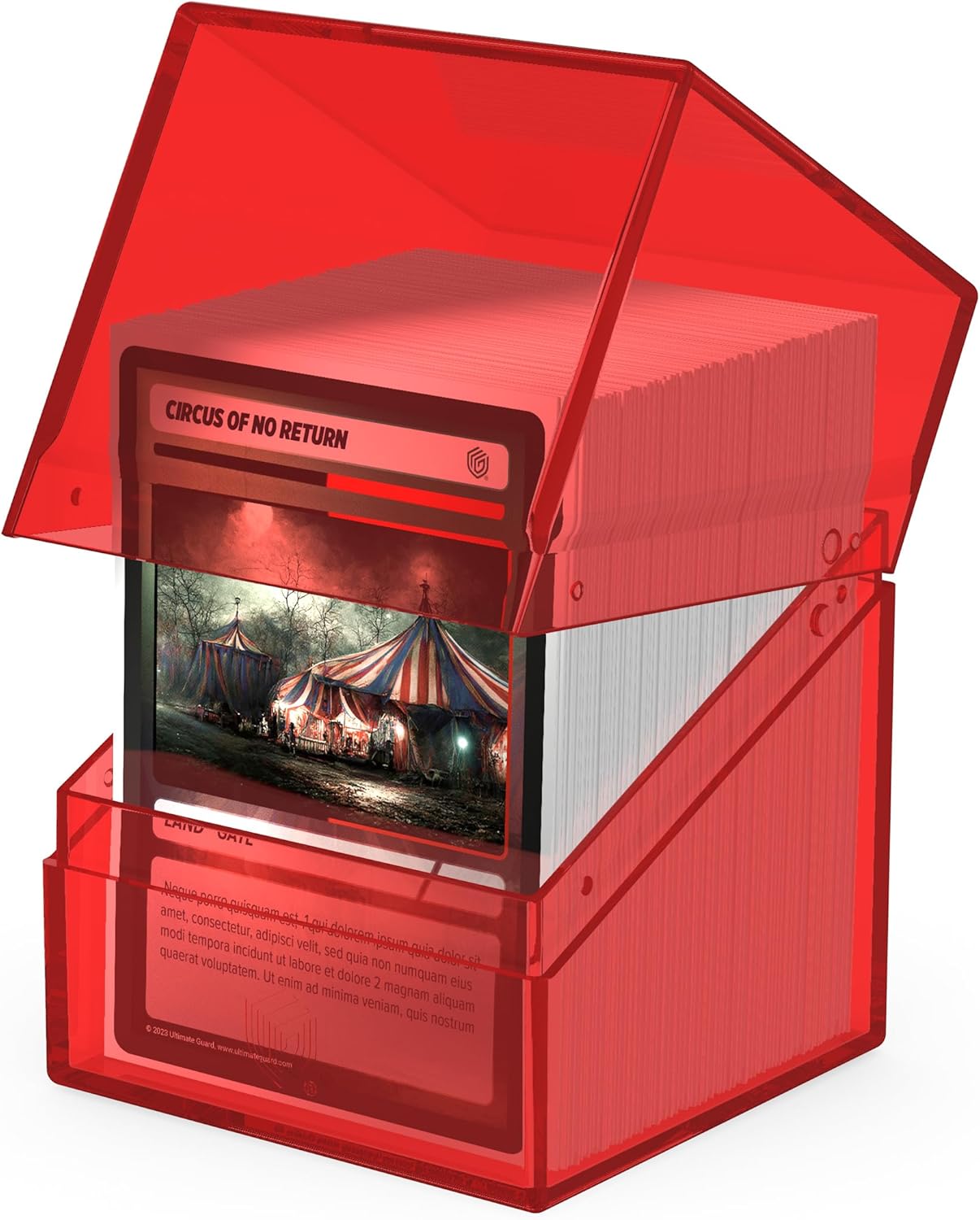 Ultimate Guard Boulder 100+ Clear, Deck Case for 100 Double-Sleeved TCG Cards, Ruby, Secure & Durable Storage for Trading Card Games, Transparent