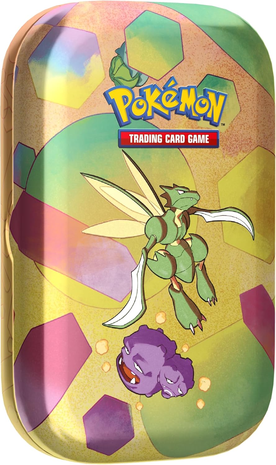 Pokemon TCG: Scarlet & Violet—151 Mini Tin – Scyther and Weezing (2 Booster Packs, 1 Coin & 1 Art Card)