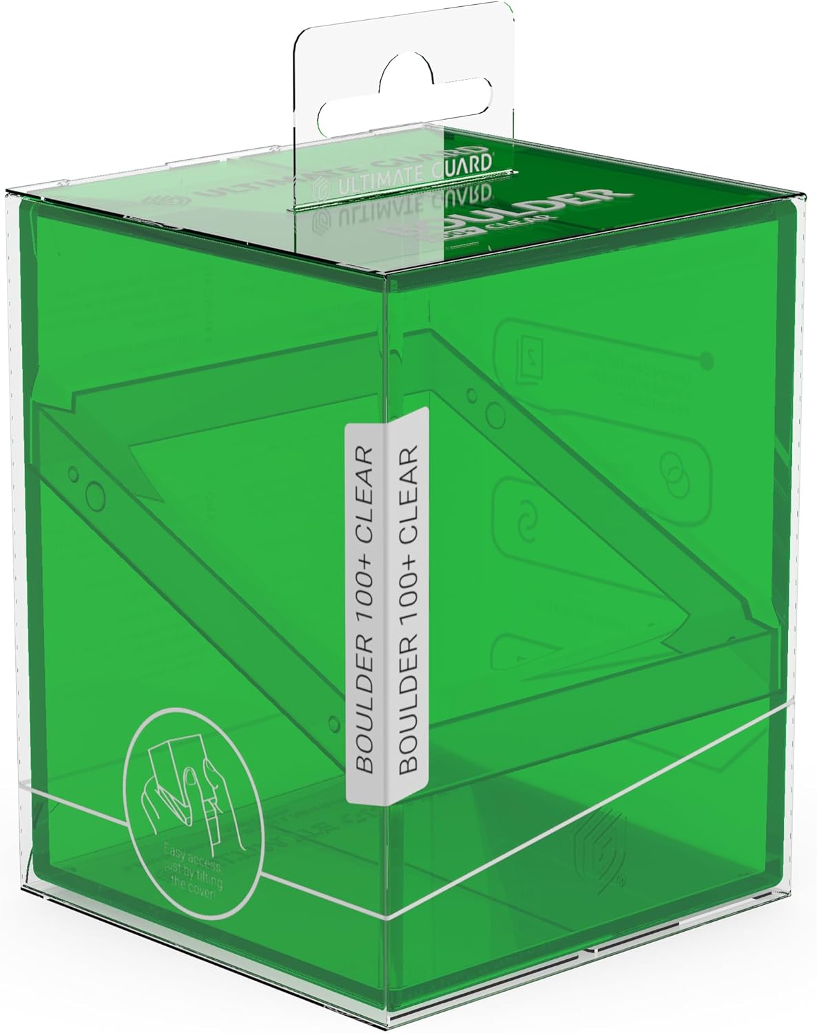 Ultimate Guard Boulder 100+ Clear, Deck Case for 100 Double-Sleeved TCG Cards, Emerald, Secure & Durable Storage for Trading Card Games, Transparent