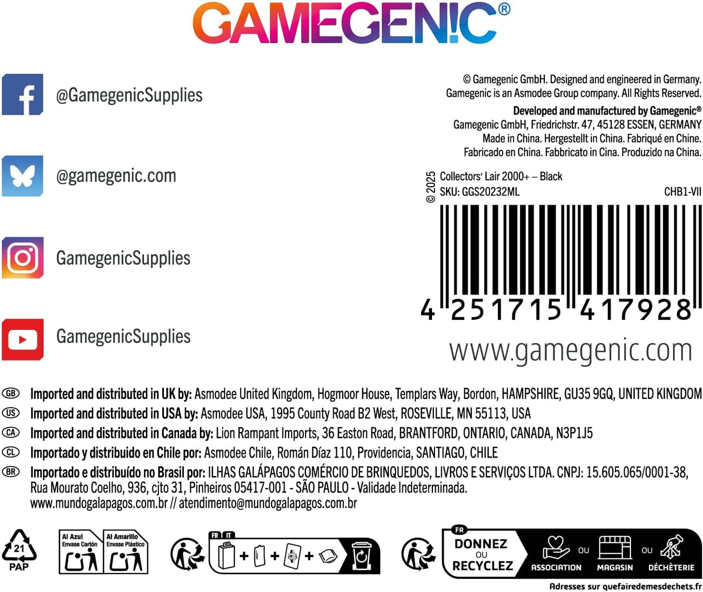 Gamegenic Collectors' Lair 2000+ Premium Carrying Case - Grey