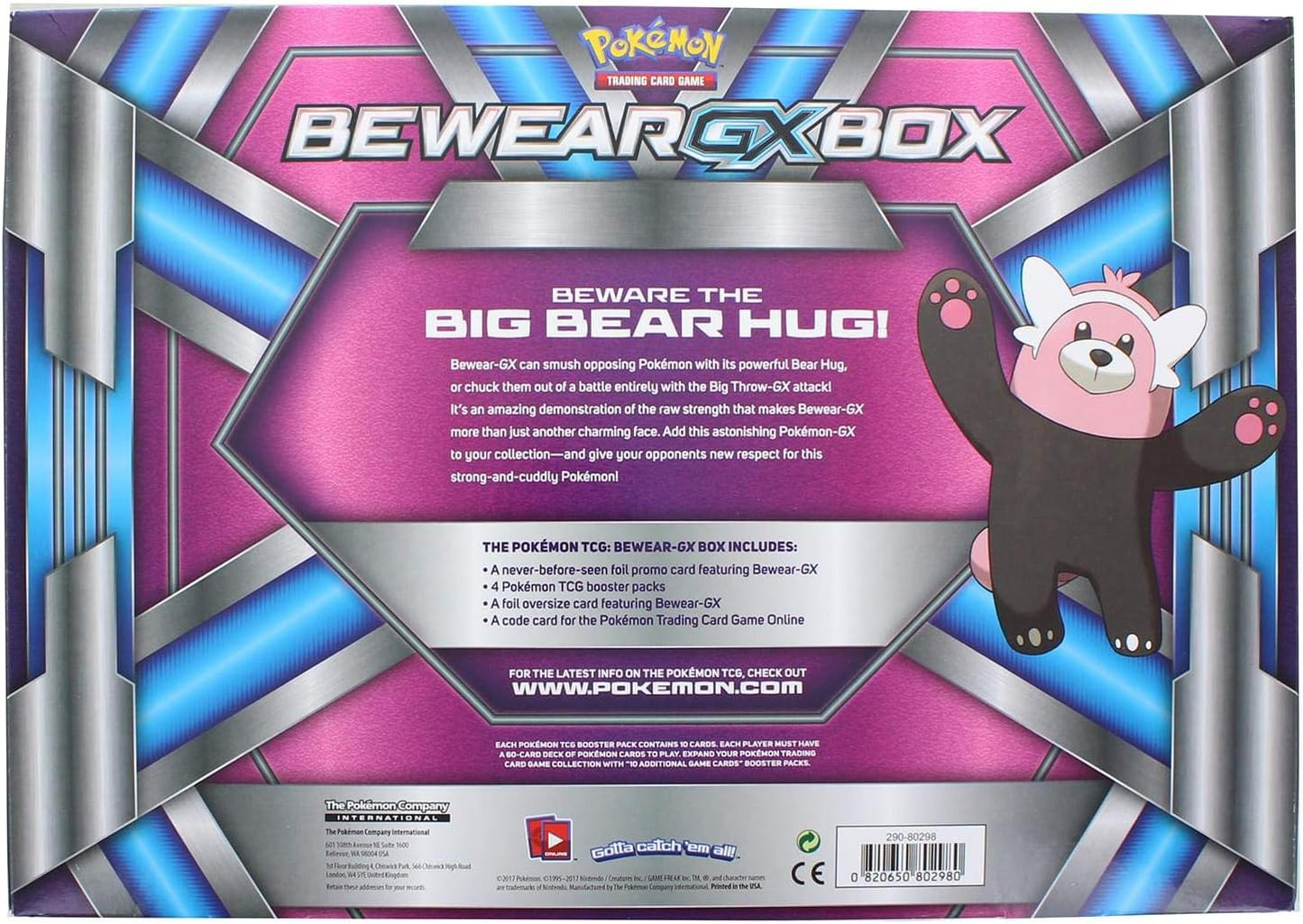Pokemon TCG: Bewear Gx Box - 4 Booster Pack with A Foil Promo Card