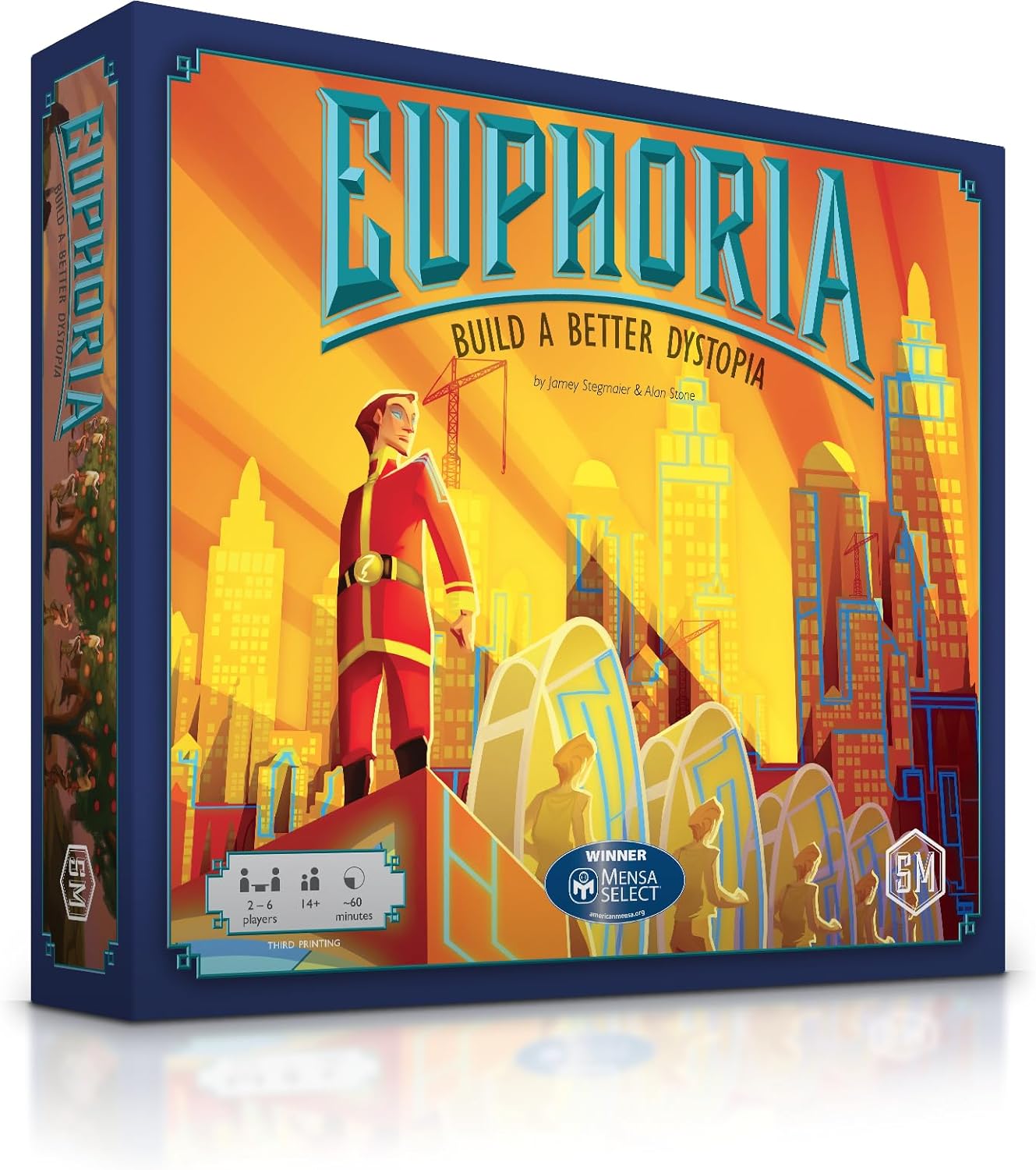 Stonemaier Games: Euphoria: Build a Better Dystopia (Base Game) | Competitive Dice Worker Placement Strategy Board Game | for Adults and Family | 2-6 Players, 60 Mins, Ages 14+