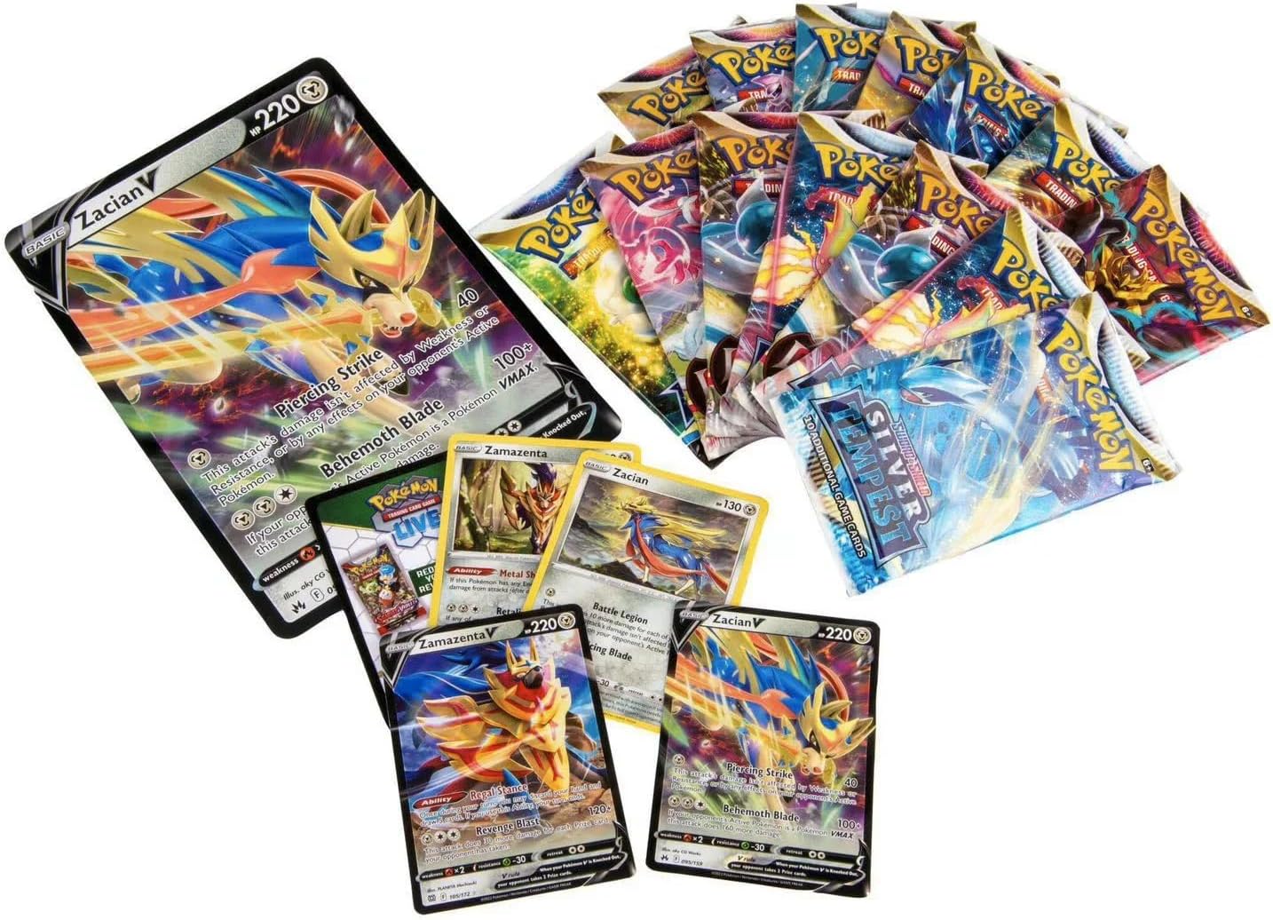 Pokemon TCG: Legendary Warriors Premium Collection Box, Zacian Zamazemta Promos, Gift for Kids, 14 Booster Packs from Sword & Shield