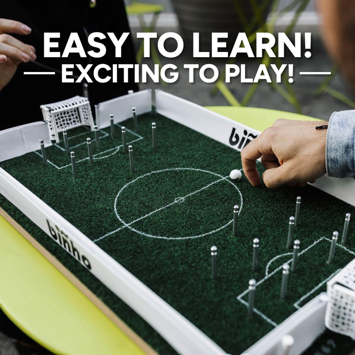 Binho Board Classic Board Game Green Turf - 2-Player Fast-Paced Finger Flicker Pinball Family Board Games - Portable Tabletop Sports Game Set for Any Occasion