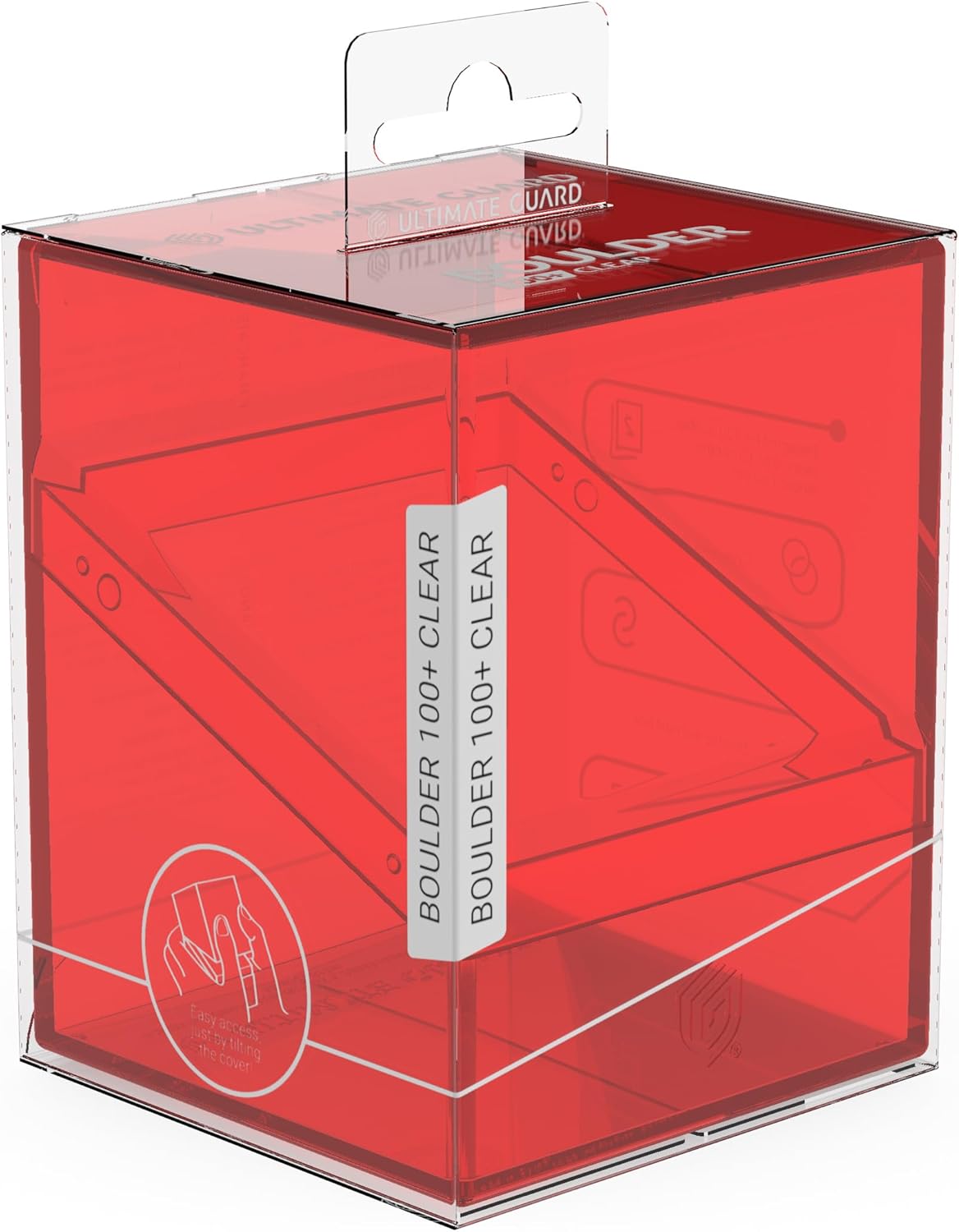 Ultimate Guard Boulder 100+ Clear, Deck Case for 100 Double-Sleeved TCG Cards, Ruby, Secure & Durable Storage for Trading Card Games, Transparent