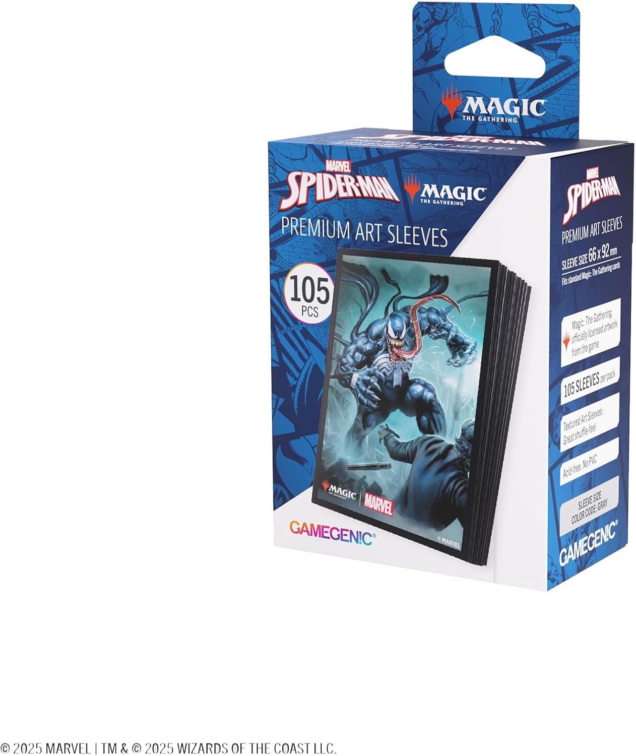Gamegenic Magic: The Gathering Marvel's Spider-Man Premium Art Sleeves - Venom - 105 Matte Textured Card Sleeves with Full-Color Artwork, Tournament-Ready & Plastic-Free Packaging