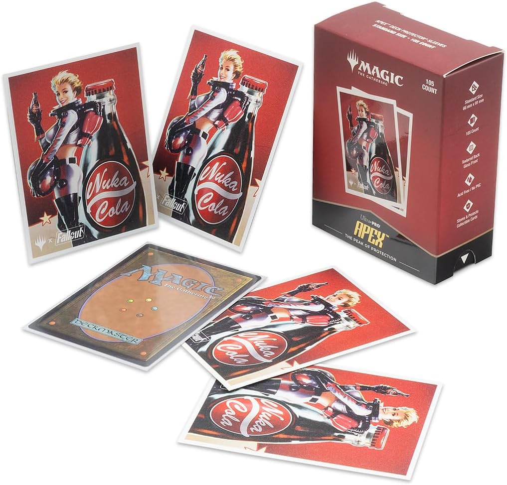 Ultra PRO - Fallout 105ct APEX Deck Protector Sleeves - Nuka Cola Pin Collectors Emporium NY Ultra PRO - Fallout 105ct APEX Deck Protector Sleeves - Nuka Cola Pin Collectors Emporium NY