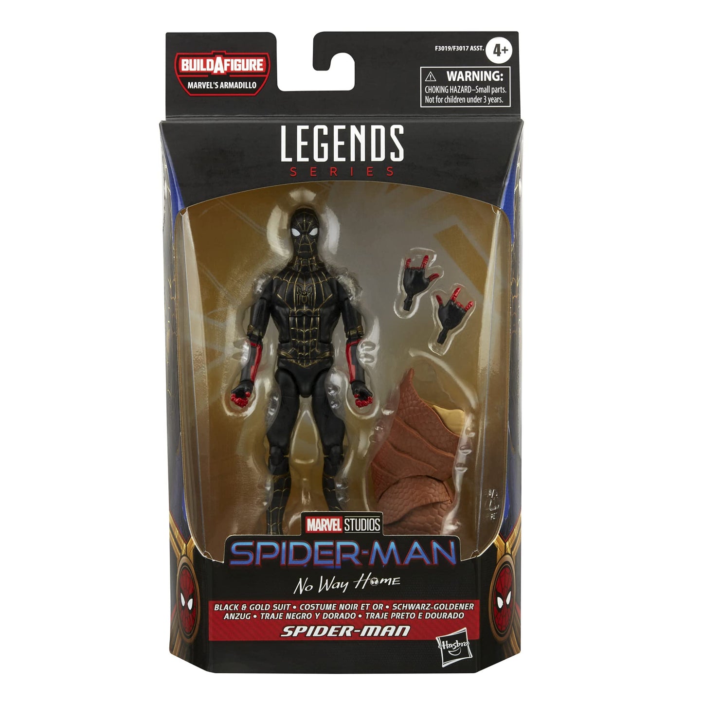 Spider-Man Marvel Legends Series Black & Gold Suit 6-inch Collectible Action Figure Toy, 2 Accessories and 1 Build-A-Figure Part(s)