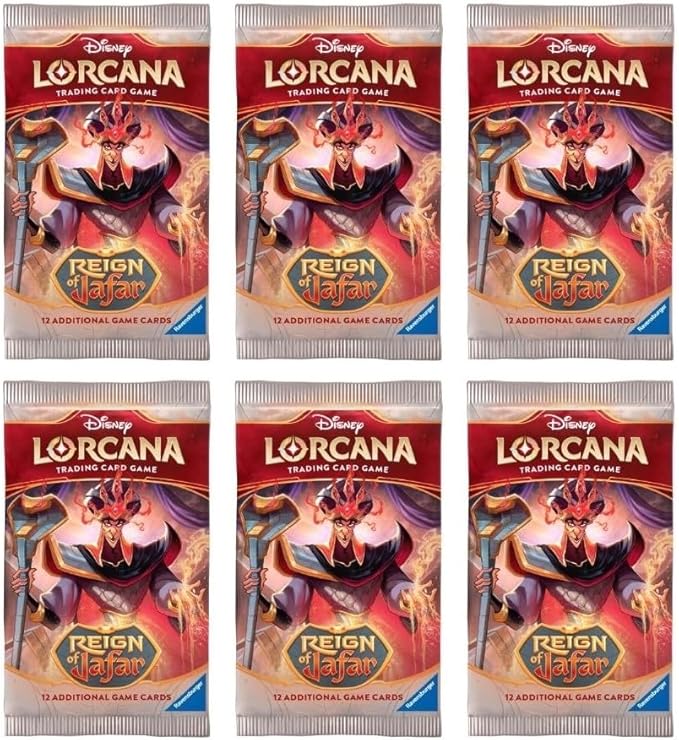 6 Packs Lorcana 12 Card Booster Pack Lorcana Reign of Jafar