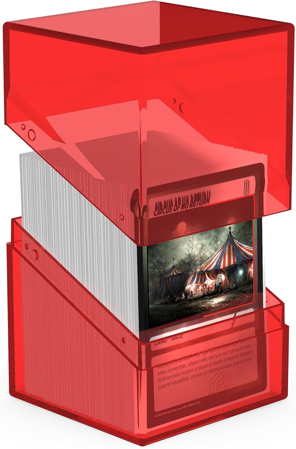 Ultimate Guard Boulder 100+ Clear, Deck Case for 100 Double-Sleeved TCG Cards, Ruby, Secure & Durable Storage for Trading Card Games, Transparent
