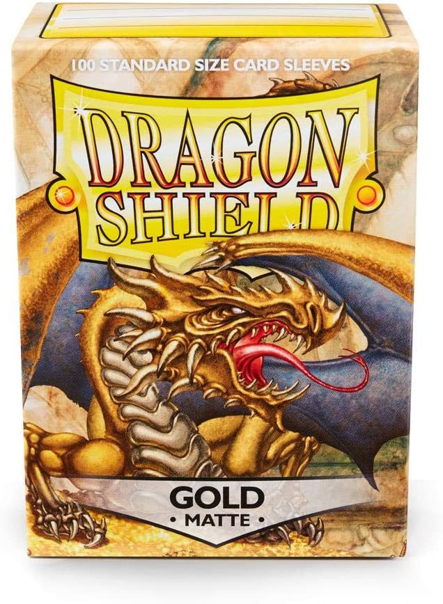 Dragon Shield 100ct Standard Card Sleeves Display Case (10 Packs) - Matte Gold