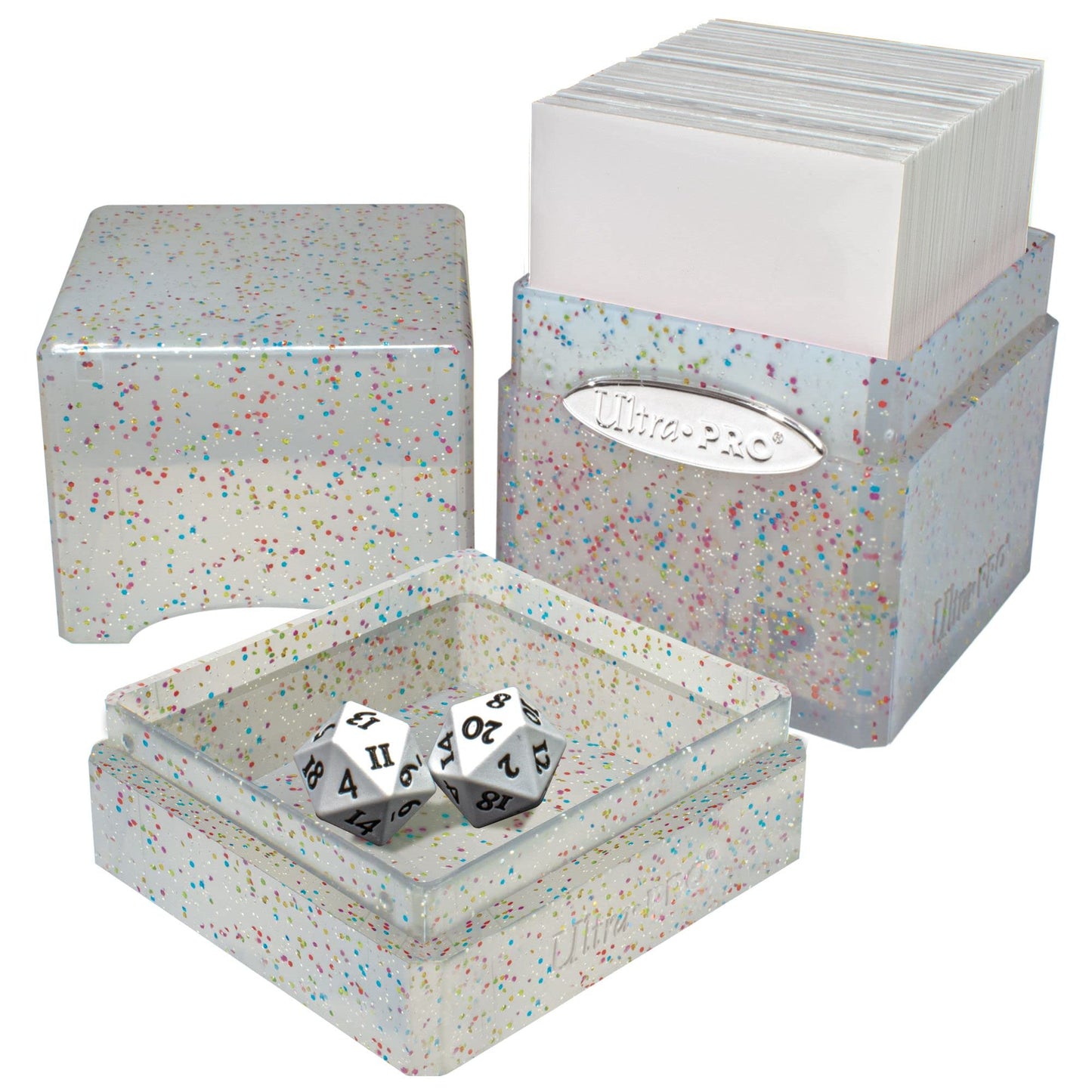 Ultra PRO - Satin Tower 100+ Card Deck Box (Glitter Crystal) - Protect Your Gaming Cards, Sports Cards or Collectible Cards In Ultra Pro's Stylish Glitter Deck Box, Perfect for Safe Traveling