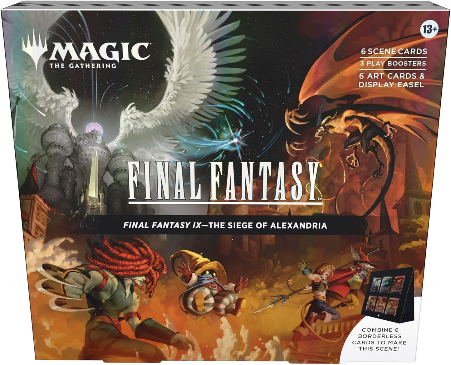 Magic: The Gathering Final Fantasy IX Scene Box - The Siege of Alexandria | 6 Foil Borderless Scene Cards, 6 Art Cards, 3 Play Boosters + 1 Display Easel