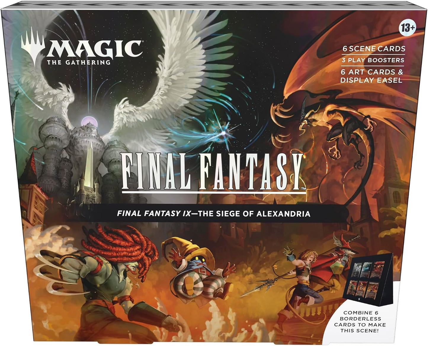 Magic: The Gathering Final Fantasy IX Scene Box - The Siege of Alexandria | 6 Foil Borderless Scene Cards, 6 Art Cards, 3 Play Boosters + 1 Display Easel