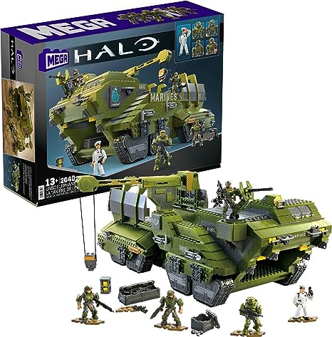 MEGA Halo Infinite Toys Building Set for Kids, Unsc Elephant Sandnest Tank with 2041 Pieces, 5 Poseable Micro Action Figures and Accessories