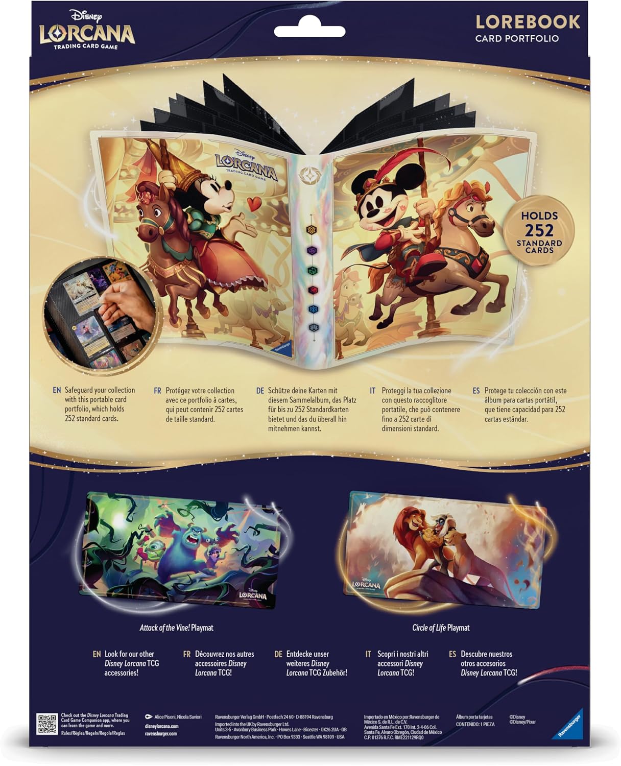 Ravensburger Disney Lorcana TCG Portfolio Featuring Mickey and Minnie Mouse Artwork from Fabled Set - Holds Up to 252 Cards - Premium Storage - Ideal for Collectors & Players - Ages 8+